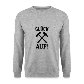 Glück Auf Bergbau Geschenkidee - Unisex Pullover - Weißgrau meliert - Vorne - Alina (178cm) & Michal (187cm)