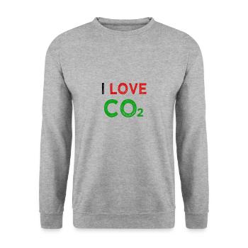 I Love Co2 Anti Grüne - Unisex Pullover - Weißgrau meliert - Vorne - Alina (178cm) & Michal (187cm)