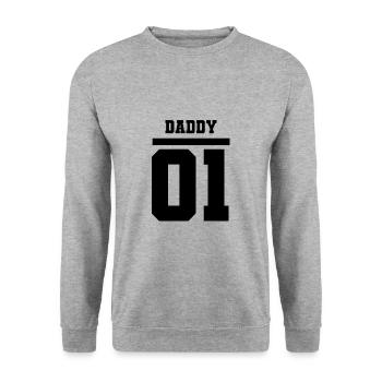 Daddy 01 Vater Tochter Partnerlook Vatertag - Unisex Pullover - Weißgrau meliert - Vorne - Alina (178cm) & Michal (187cm)