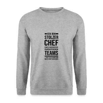 Ich bin stolzer Chef eines fantastischen Teams - Unisex Pullover - Weißgrau meliert - Vorne - Alina (178cm) & Michal (187cm)