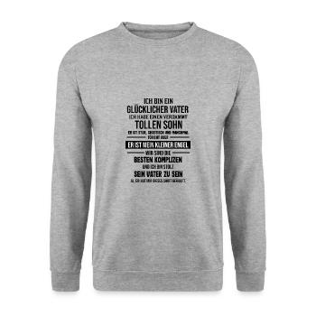Vater und Sohn Ich bin ein glücklicher Vater - Unisex Pullover - Weißgrau meliert - Vorne - Alina (178cm) & Michal (187cm)