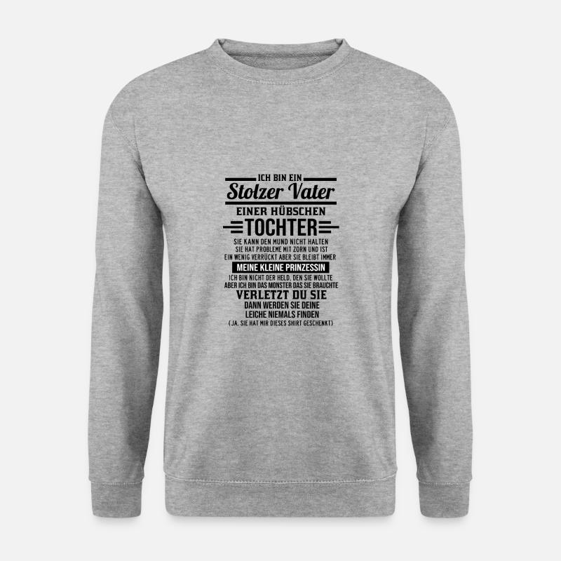 Stolzer Vater Geschenk Tochter Papa Spruch - Unisex Pullover - Weißgrau meliert