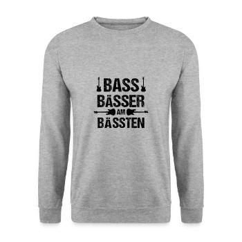 Bass Bässer am Bässten Bassist Geschenk - Unisex Pullover - Weißgrau meliert - Vorne - Alina (178cm) & Michal (187cm)
