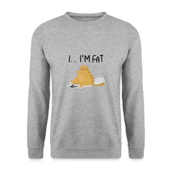 Lustig Katze Ich Bin Dick - Unisex Pullover - Weißgrau meliert - Vorne - Alina (178cm) & Michal (187cm)