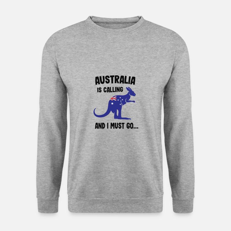 Australien is calling Känguru Geschenk - Unisex Pullover - Weißgrau meliert
