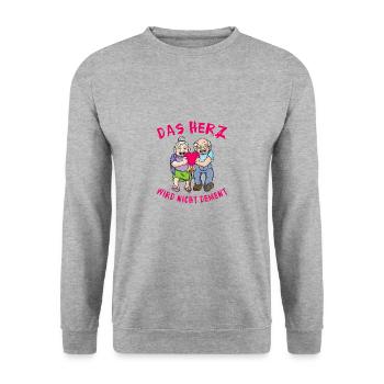 Das Herz Wird Nicht Dement - Unisex Pullover - Weißgrau meliert - Vorne - Alina (178cm) & Michal (187cm)