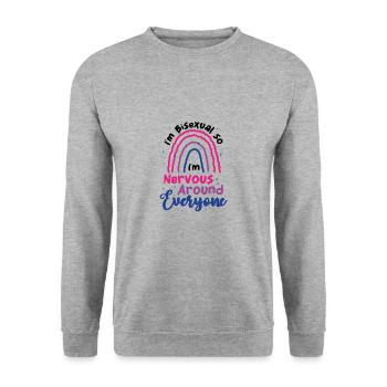 LGBTQ Pride Bisexual Nervous Around Everyone - Unisex Sweatshirt - salt & pepper - Front - Alina (178cm) & Michal (187cm)