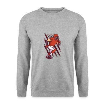 Rugby Fußballer American Flag Football - Unisex Pullover - Weißgrau meliert - Vorne - Alina (178cm) & Michal (187cm)