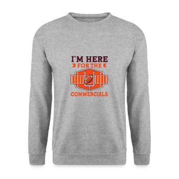 Ich bin hier für die Werbespots Fußball - Unisex Pullover - Weißgrau meliert - Vorne - Alina (178cm) & Michal (187cm)