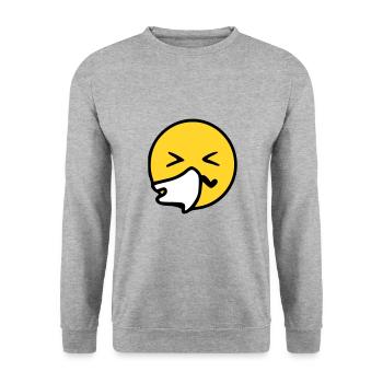 Emoji niesen Skizze Farbe - Unisex Pullover - Weißgrau meliert - Vorne - Alina (178cm) & Michal (187cm)