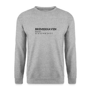 Les coordonnées de Bremerhaven Brême - Sweat-shirt Unisexe - gris chiné - Devant - Alina (178cm) & Michal (187cm)