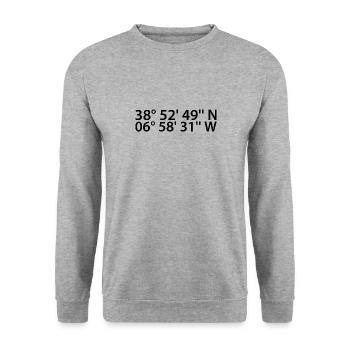 Coordonnées de Badajoz - Sweat-shirt Unisexe - gris chiné - Devant - Alina (178cm) & Michal (187cm)