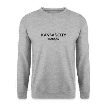 Kansas City Kansas USA - Unisex Pullover - Weißgrau meliert - Vorne - Alina (178cm) & Michal (187cm)