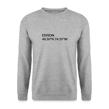 Edison New Jersey USA Koordinaten - Unisex Pullover - Weißgrau meliert - Vorne - Alina (178cm) & Michal (187cm)