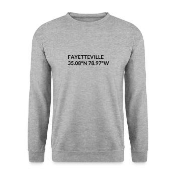 Fayetteville North Carolina USA Koordinaten - Unisex Pullover - Weißgrau meliert - Vorne - Alina (178cm) & Michal (187cm)