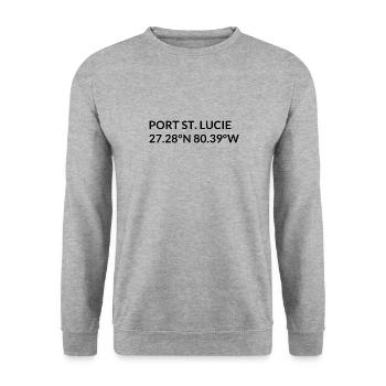 Port St. Lucie Florida USA Koordinaten - Unisex Pullover - Weißgrau meliert - Vorne - Alina (178cm) & Michal (187cm)