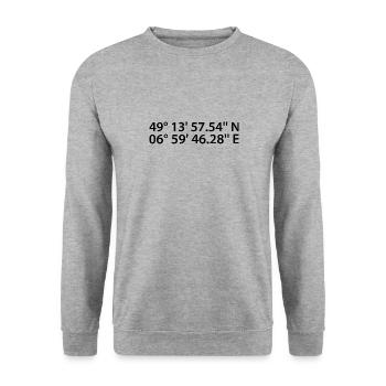 Coordonnées de Sarrebruck - Sweat-shirt Unisexe - gris chiné - Devant - Alina (178cm) & Michal (187cm)