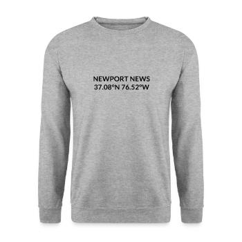 Newport News Virginia USA Koordinaten - Unisex Pullover - Weißgrau meliert - Vorne - Alina (178cm) & Michal (187cm)