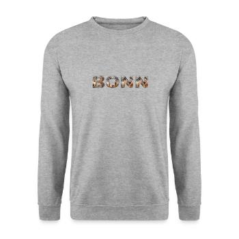 Bonn Hund - Unisex Pullover - Weißgrau meliert - Vorne - Alina (178cm) & Michal (187cm)