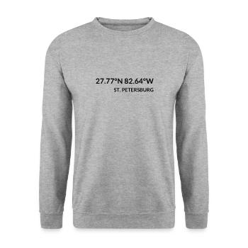 St. Petersburg Florida USA Koordinaten - Unisex Pullover - Weißgrau meliert - Vorne - Alina (178cm) & Michal (187cm)