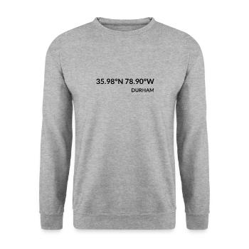 Durham, Caroline du Nord, États-Unis Coordonnées - Sweat-shirt Unisexe - gris chiné - Devant - Alina (178cm) & Michal (187cm)