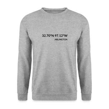 Arlington, Texas, USA Coordinates - Unisex Sweatshirt - salt & pepper - Front - Alina (178cm) & Michal (187cm)