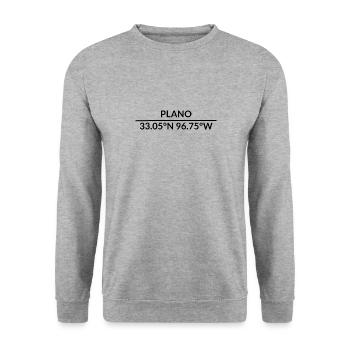 Plano Texas USA Koordinaten - Unisex Pullover - Weißgrau meliert - Vorne - Alina (178cm) & Michal (187cm)
