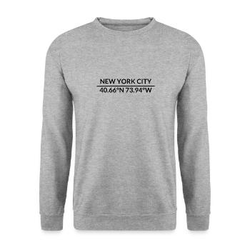 New York City New York USA Koordinaten - Unisex Pullover - Weißgrau meliert - Vorne - Alina (178cm) & Michal (187cm)