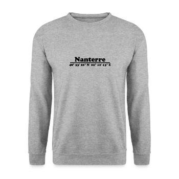 Nanterre Koordinaten - Unisex Pullover - Weißgrau meliert - Vorne - Alina (178cm) & Michal (187cm)