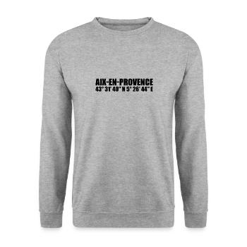 Aix-en-Provence Koordinaten - Unisex Pullover - Weißgrau meliert - Vorne - Alina (178cm) & Michal (187cm)