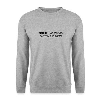 North Las Vegas Nevada USA Koordinaten - Unisex Pullover - Weißgrau meliert - Vorne - Alina (178cm) & Michal (187cm)