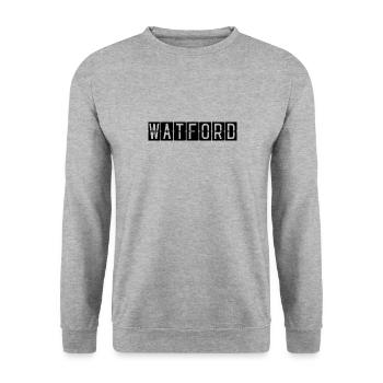 Watford Flughafentafel - Unisex Pullover - Weißgrau meliert - Vorne - Alina (178cm) & Michal (187cm)