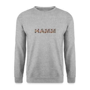 Hamm Hund - Unisex Pullover - Weißgrau meliert - Vorne - Alina (178cm) & Michal (187cm)