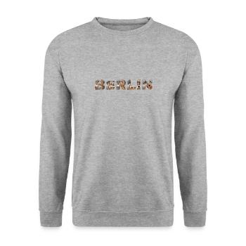 Berlin Hund - Unisex Pullover - Weißgrau meliert - Vorne - Alina (178cm) & Michal (187cm)