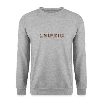 Leipzig Hund - Unisex Pullover - Weißgrau meliert - Vorne - Alina (178cm) & Michal (187cm)