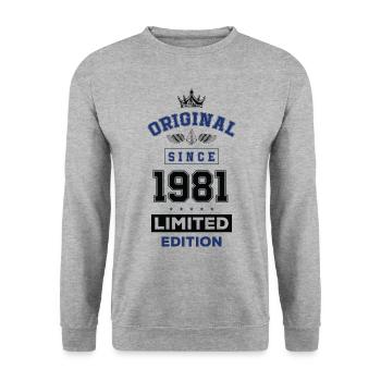 1981 limited edition Geburtstag - Unisex Pullover - Weißgrau meliert - Vorne - Alina (178cm) & Michal (187cm)