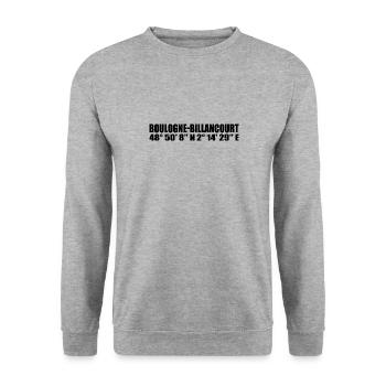 Coordonnées Boulogne-Billancourt - Sweat-shirt Unisexe - gris chiné - Devant - Alina (178cm) & Michal (187cm)