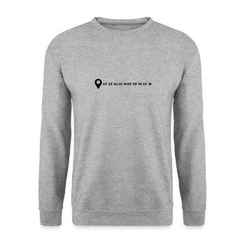 Gijón Koordinaten - Unisex Pullover - Weißgrau meliert - Vorne - Alina (178cm) & Michal (187cm)