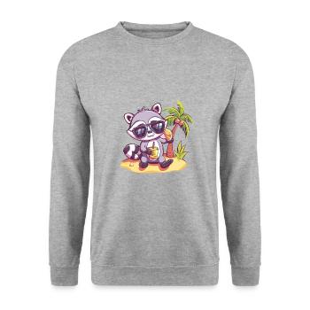 Raccoon Beer Funny Booze - Unisex Sweatshirt - salt & pepper - Front - Alina (178cm) & Michal (187cm)