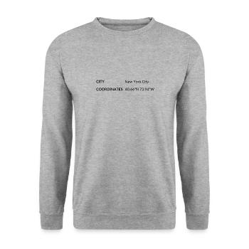New York City New York USA Koordinaten - Unisex Pullover - Weißgrau meliert - Vorne - Alina (178cm) & Michal (187cm)