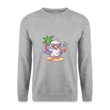 Eagle Summer Beach Comic - Unisex Sweatshirt - salt & pepper - Front - Alina (178cm) & Michal (187cm)