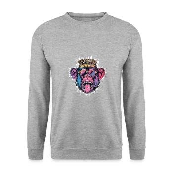 Singe Bande Dessinée Drôle Fête - Sweat-shirt Unisexe - gris chiné - Devant - Alina (178cm) & Michal (187cm)