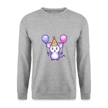 Mouse Birthday Comic - Unisex Sweatshirt - salt & pepper - Front - Alina (178cm) & Michal (187cm)