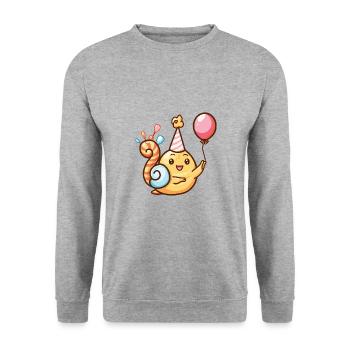 Schnecke Geburtstag Comic - Unisex Pullover - Weißgrau meliert - Vorne - Alina (178cm) & Michal (187cm)