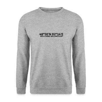 Coordonnées Boulogne-Billancourt - Sweat-shirt Unisexe - gris chiné - Devant - Alina (178cm) & Michal (187cm)