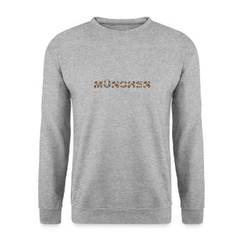 München Hund - Unisex Pullover - Weißgrau meliert - Vorne - Alina (178cm) & Michal (187cm)