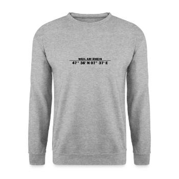 Weil am Rhein Koordinaten - Unisex Pullover - Weißgrau meliert - Vorne - Alina (178cm) & Michal (187cm)