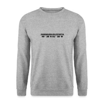 Cherbourg-en-Cotentin Koordinaten - Unisex Pullover - Weißgrau meliert - Vorne - Alina (178cm) & Michal (187cm)