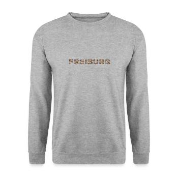 Freiburg Hund - Unisex Pullover - Weißgrau meliert - Vorne - Alina (178cm) & Michal (187cm)