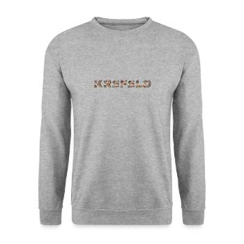 Krefeld Hund - Unisex Pullover - Weißgrau meliert - Vorne - Alina (178cm) & Michal (187cm)